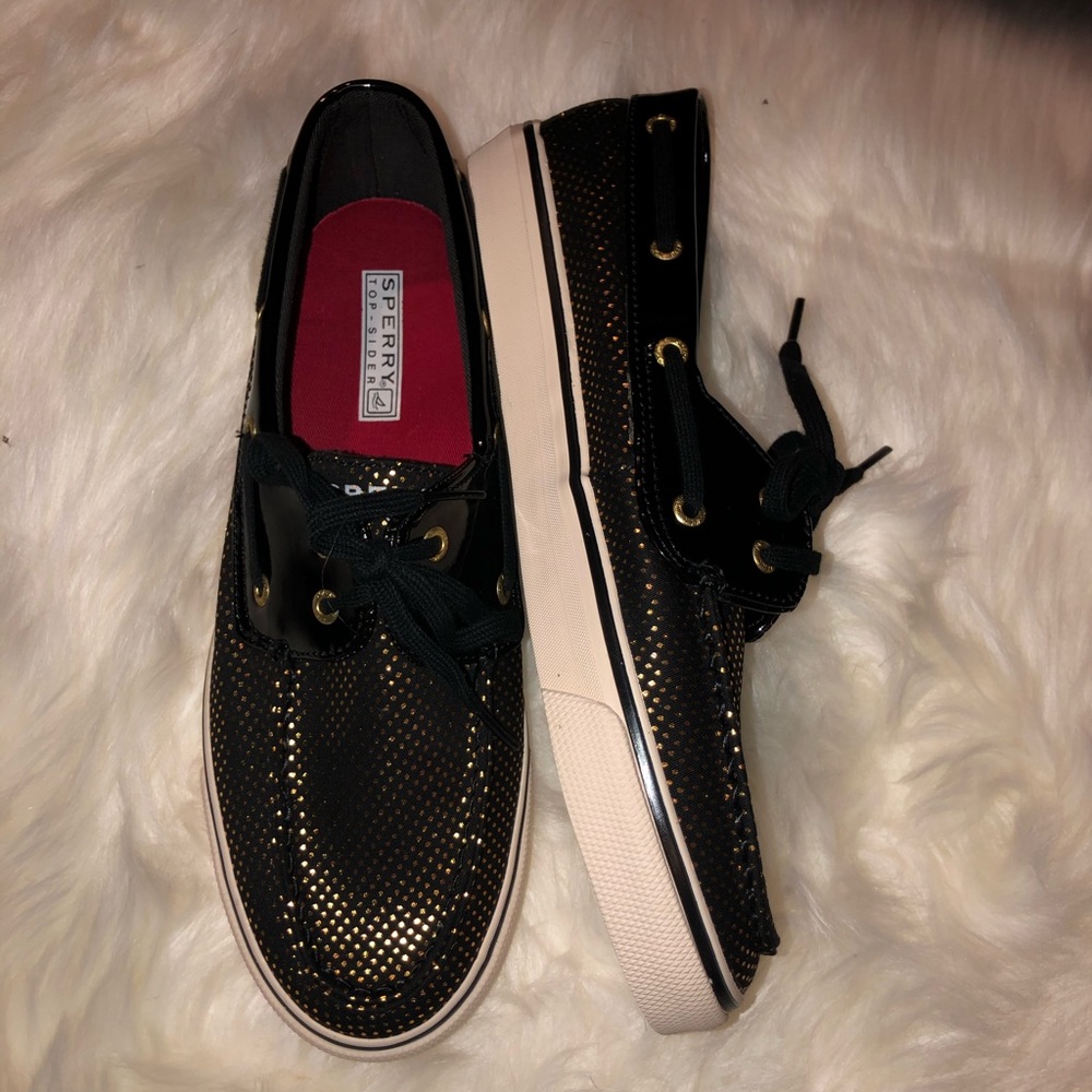 Black and Gold Polka Dot Sperrys